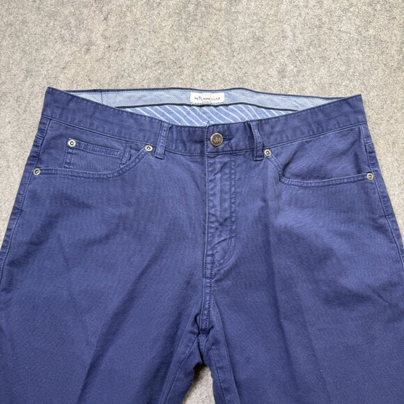 Peter Millar 5-Pocket Pants Men 34 x 33 Blue Canvas Stretch Tapered - Picture 3 of 16